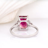 Sirena 14K White Gold Bi-Color Tourmaline and Natural Diamonds Ring | EM 9x7mm