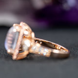 14K rose gold rainbow moonstone ring