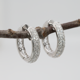 Diamond Huggie Hoop Earrings in 14K White Gold | Diamond Accents | Round Cut | April Birthstone