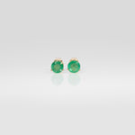 14K rose gold Zambian emerald round stud earrings