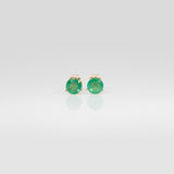 14K rose gold Zambian emerald round stud earrings