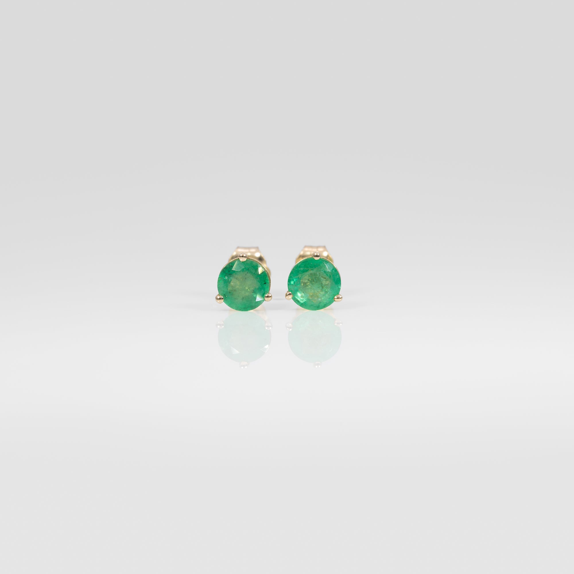 14K rose gold Zambian emerald round stud earrings