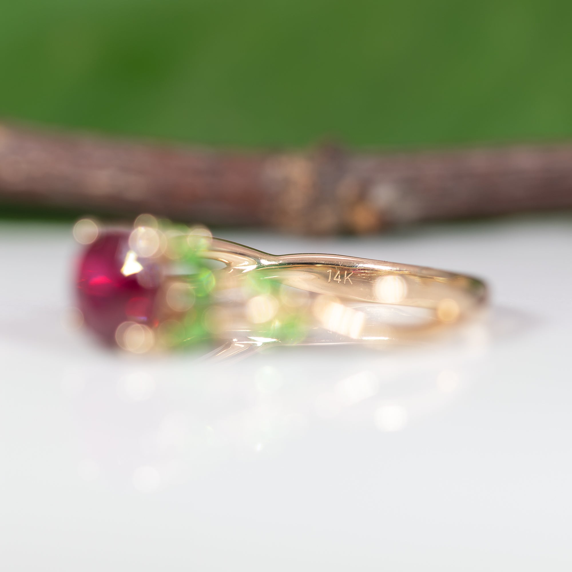 14K yellow gold madagascar ruby ring
