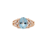 Avani 2Ct Aquamarine Ring with Lab Created Diamond Accents in Solid 14K Gold | Oval 10x7mm Blue Gemstone Ring