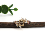 floral vine 14k gold diamond and pink sapphire semi mount ring