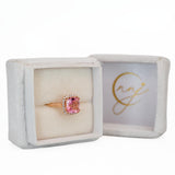 Saahel Solid 14k Gold Pink Tourmaline Ring with Natural Diamonds Accents, Cushion Shaped 8.4mm