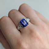 Maitri 14K White Gold Tanzanite Diamond Ring | Emerald cut 9x7mm