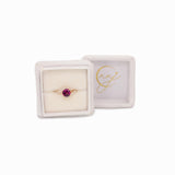 Hardika Solid 14k Gold Purple Garnet Ring with Natural Diamonds Accents, 7mm