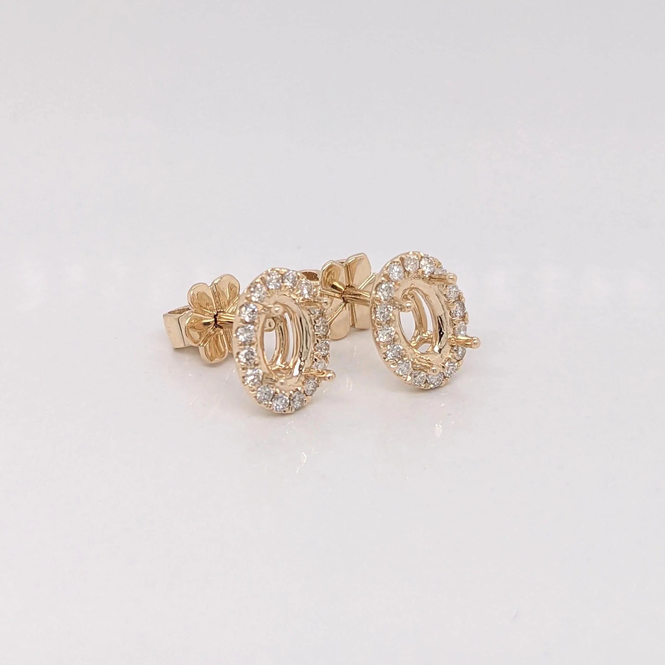 Angel Halo Earrings Semi Mount w Diamond Accents