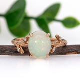Aastha 14K Rose Gold Ethiopian Opal Diamond Ring | Oval 10x8mm