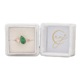 3.7Ct Zambian Emerald Ring with Lab Created Diamond: Solid 14K Gold, 12.6x8.2mm