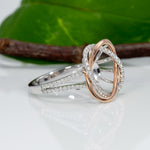 14K white & rose gold diamond semi-mount ring