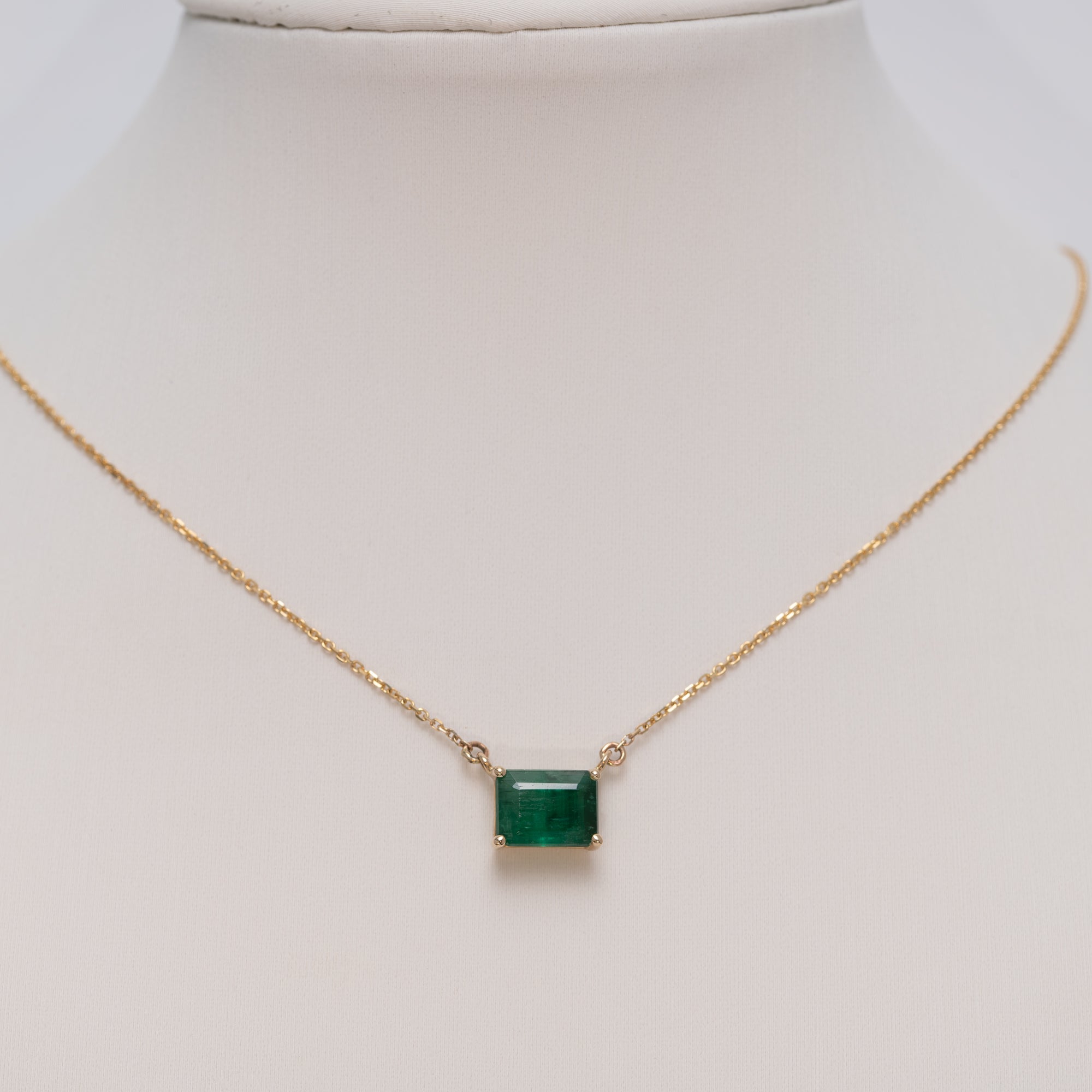 14K Yellow Gold Zambian Emerald Necklace