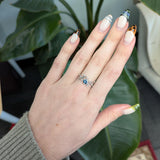 Eulalia Solid 14k Gold Aquamarine Ring with Earth Mined Diamond Accents, Trillion 5mm