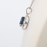 1.8Ct Blue Sapphire Pendant Necklace with Natural Diamond Halo, Solid 14K Gold Fine Jewelry 8x5mm: Gemstone Pendant for Women, Everyday Wear