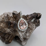 AAA Morganite Pendant with Earth-Mined Diamond, Solid 14K Dual-Tone Gold, Pear 10x7mm, Elegant Fine Jewelry Statement Pendant