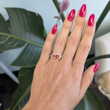 14K white gold padparadscha sapphire ring with diamond accents
