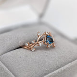 AAA London Blue Topaz Ring with Earth-Mined Diamond Accents in Solid 14K Gold, 5mm Trillion Cut Fine Jewelry Ring for Women - Elegant December Birthstone Gift