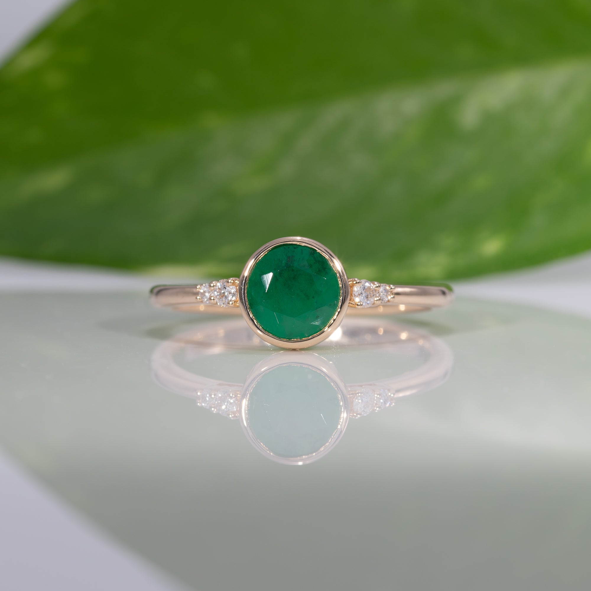 14K Yellow Gold Zambian Emerald Ring