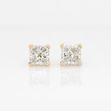 Vera Golden Glow Lab Diamond Stud Earrings: 14k Solid Gold, Round 5.5mm