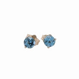 Aquamarine Round Martini Solitaire Stud Earrings