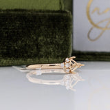 Stackable Trilliant Cut Ring Semi Mount w Diamond Accents | Trillian 4mm 5mm 6mm 6.5mm
