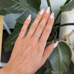 14K white gold purple sapphire round ring with diamond halo