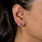 14K white gold demantoid garnet earrings