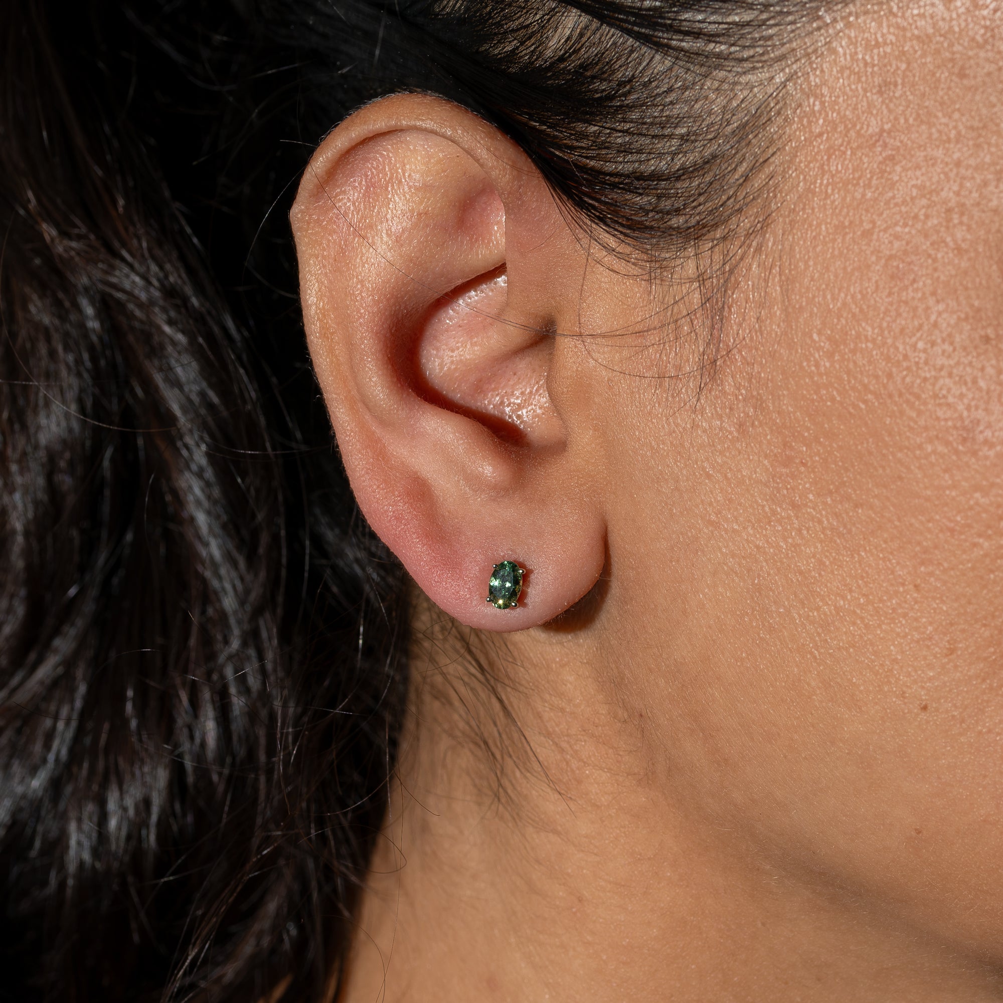 14K white gold demantoid garnet earrings