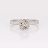 Evren Solid 14k White Gold Diamond Ring with Natural Diamonds Accents, Round 6.5mm