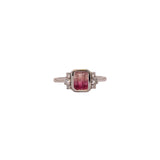 amelia 14k white gold 1.27cts bi-color tourmaline diamond ring | emerald cut 6.5x5.5mm