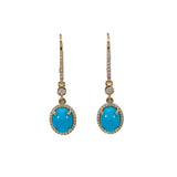 14K Yellow Gold Turquoise Earrings
