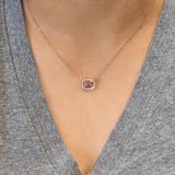 Natural Morganite & Diamond Halo Pendant Necklace in Solid 14K Gold with Attached Chain – Elegant Pink Gemstone Jewelry for Women