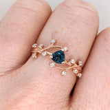 AAA London Blue Topaz Ring with Earth-Mined Diamond Accents in Solid 14K Gold, 5mm Trillion Cut Fine Jewelry Ring for Women - Elegant December Birthstone Gift