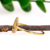 Fine Natural Diamond Pear Halo Ring: Solid 14K Gold – Elegant Statement Jewelry