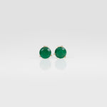 14K rose gold Zambian emerald round stud earrings