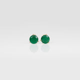 14K rose gold Zambian emerald round stud earrings