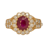 1.5ct Burma Ruby Ring with Earth-Mined Diamond Accents in Solid 14K Gold – Elegant 7x6mm Fine Gemstone Statement Ring
