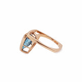 Vivien Solid 14k Gold: Swiss Topaz Ring with Sapphire Accents, Trillion 15x12.5mm