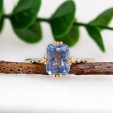 Vini 14k Solid Yellow Gold Cornflower Blue Sapphire and Diamond Ring | 9x7mm , EM