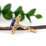 Prisha 14K Yellow Gold Tanzanite Diamond Ring | Oval Shape 10.4x8.4mm