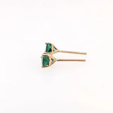 Zambian Emerald Martini Solitaire Stud Earrings – Round 4mm – Solid 14K Gold (Yellow, White or Rose)
