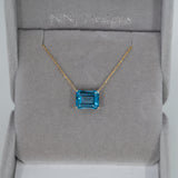14K Yellow Gold Swiss Blue Topaz Necklace