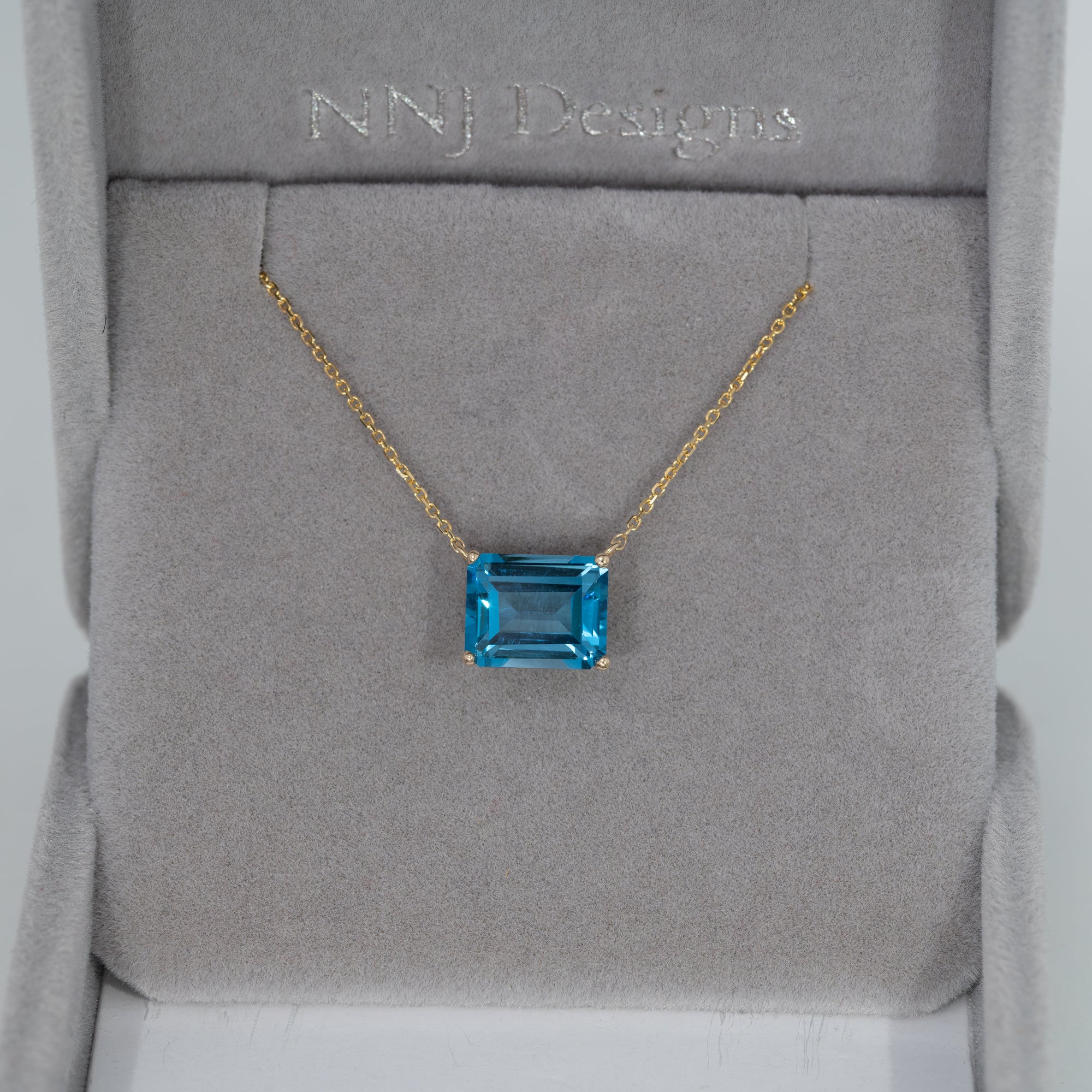 14K Yellow Gold Swiss Blue Topaz Necklace