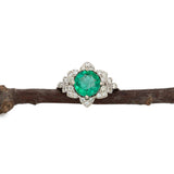 Ariax Solid 14k Gold Colombian Emerald Ring with Natural Diamonds Accents, 7mm