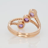 2.1ct Purple Sapphire Three-Stone Wrap Ring with Earth-Mined Diamond Accents in Solid 14K Gold – Modern Elegant Fine Jewelry Design