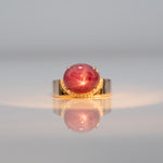 14K yellow gold star ruby ring with diamond accents