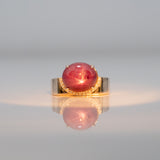 14K yellow gold star ruby ring with diamond accents