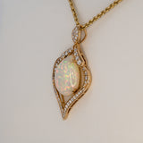 Ethiopian Opal with Earth Mined Diamond Accents in Solid 14K Gold - Pear Cut 18x13mm Fine Jewelry