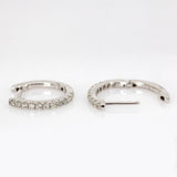 14K White Gold Natural Diamonds Huggies | Latch Back Closure